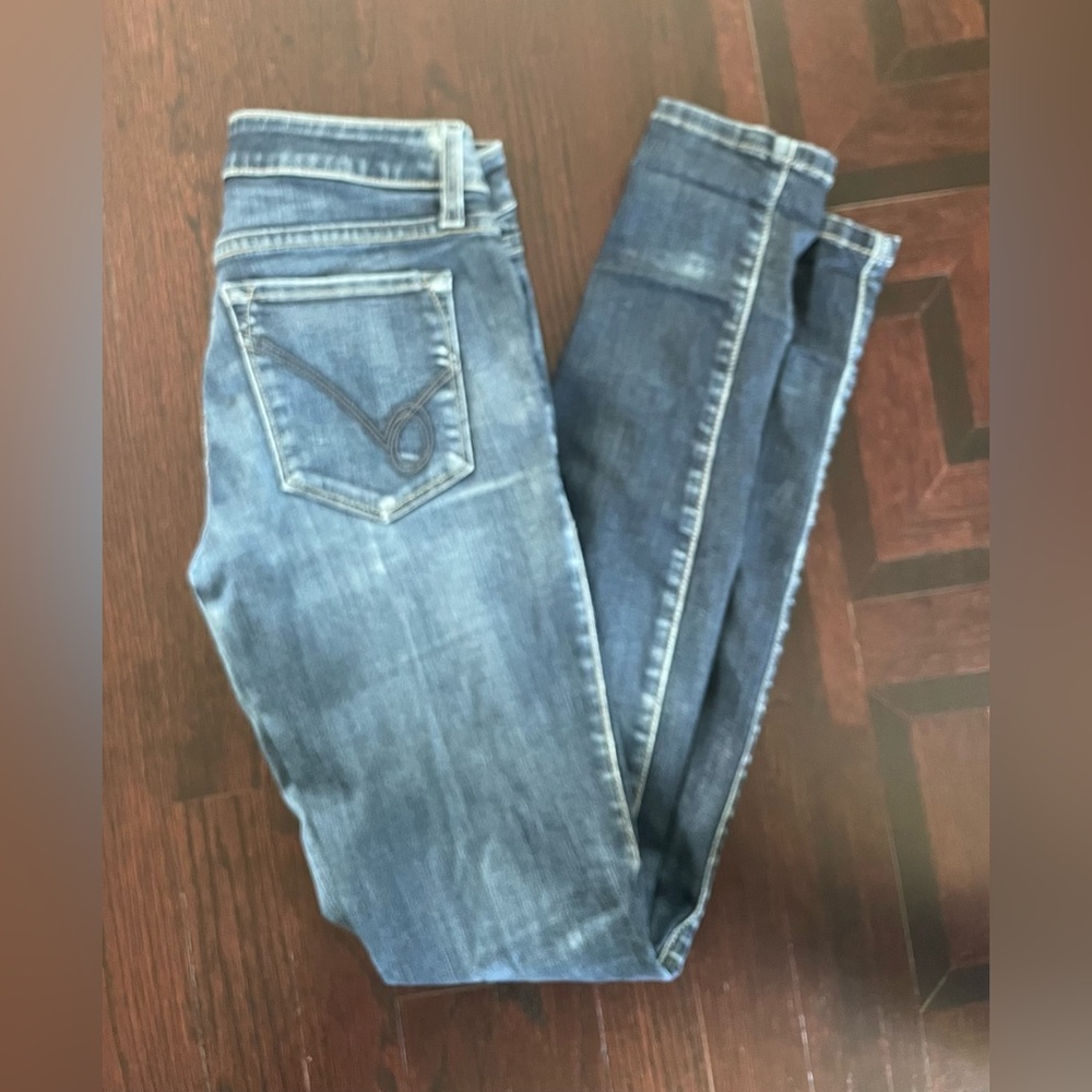 BEBE Mid Rise Skinny Jeans Resin Rinse Cut #508544 Size 25